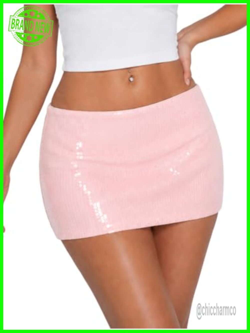 Sequin Mini Skort Low Rise Bodycon Sparkly Glitter Party Club Skirt